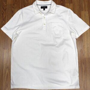 BANANA REPULIC REGULAR FIT POLO SHIRT PIQUE KNIT 100% COTTON WHITE LARGE, L